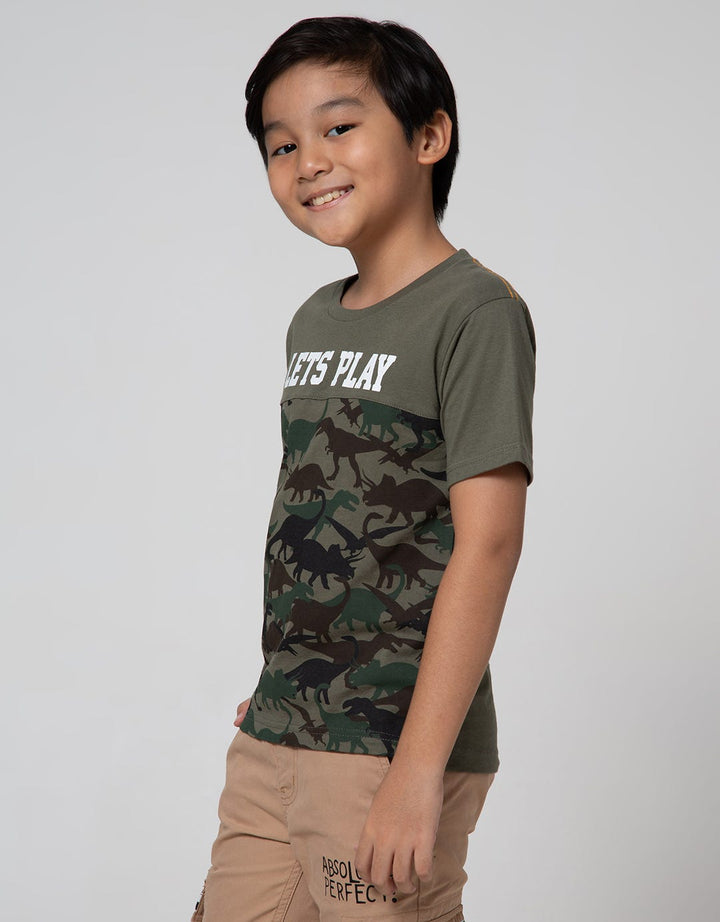 Little M Short Sleeve T-Shirt Dino Camo Let'S Play