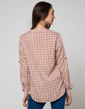 Connexion Long Sleeve Shirt Hai Collar Print Chech Small