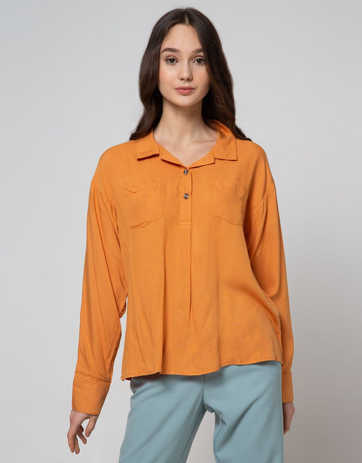 Connexion Long Sleeve Shirt Rayon Twl 2 Pocket With Lowneck