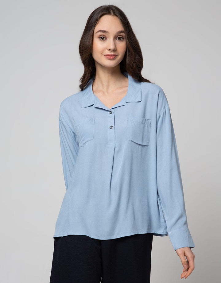 Connexion Long Sleeve Shirt Rayon Twl 2 Pocket With Lowneck