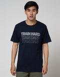 T Zone Big Size T-Shirt Theme Statement - Train Hard:Navy Blue:Xxl:Text:Ss T-Shirt