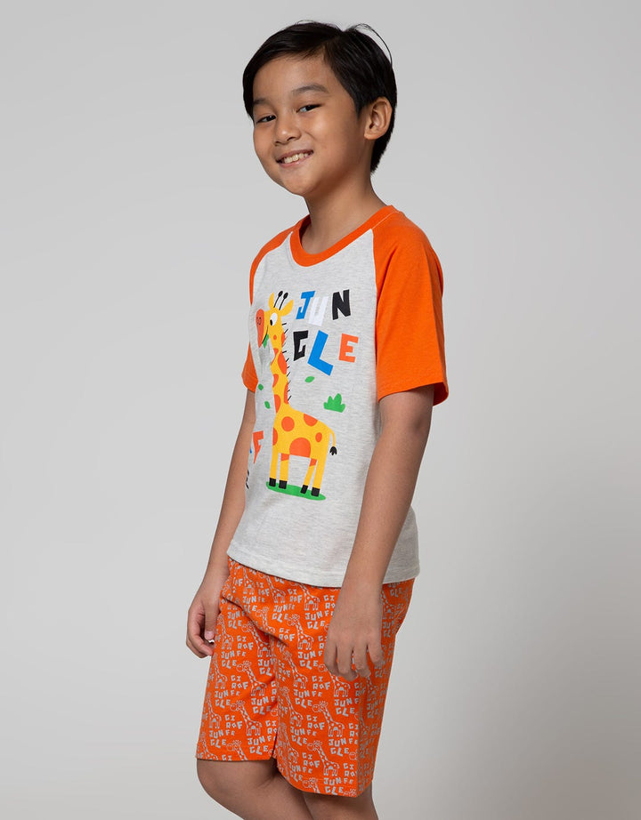 Little M Top Bottom Set Raglan Animal Celana