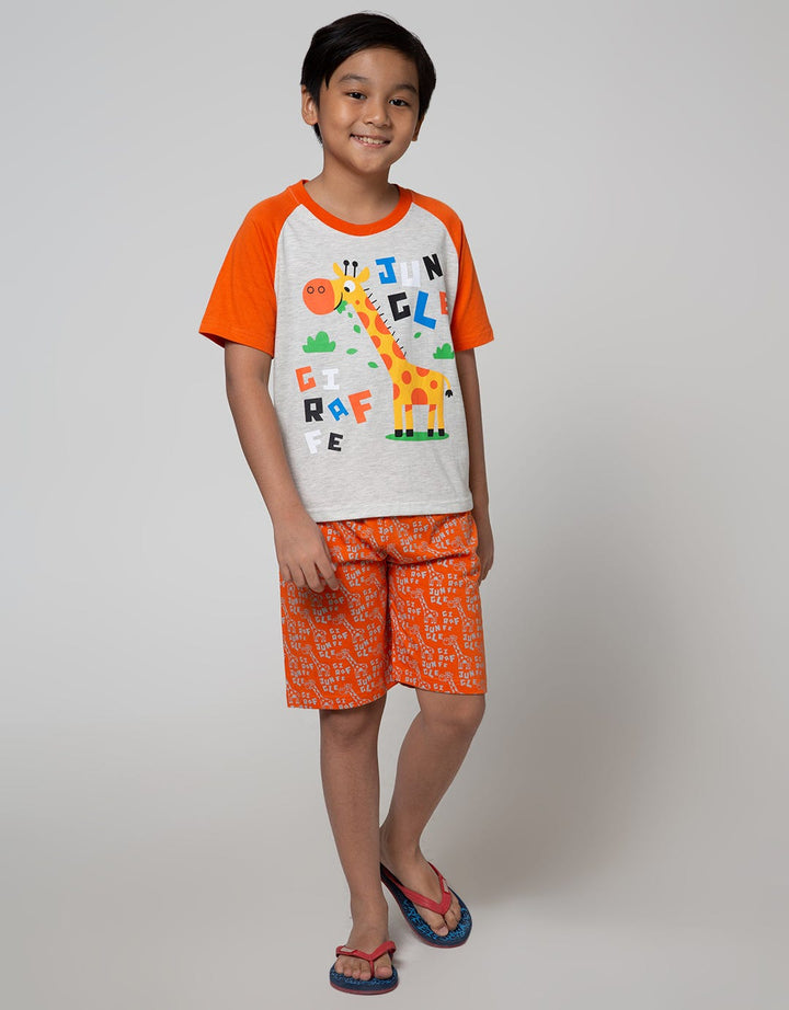 Little M Top Bottom Set Raglan Animal Celana