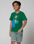 Little M Top Bottom Set Dino Roar Celana Print Stripe
