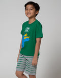 Little M Top Bottom Set Dino Roar Celana Print Stripe