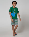 Little M Top Bottom Set Dino Roar Celana Print Stripe