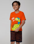 Little M Top Bottom Set Dino Roar Celana Print Stripe