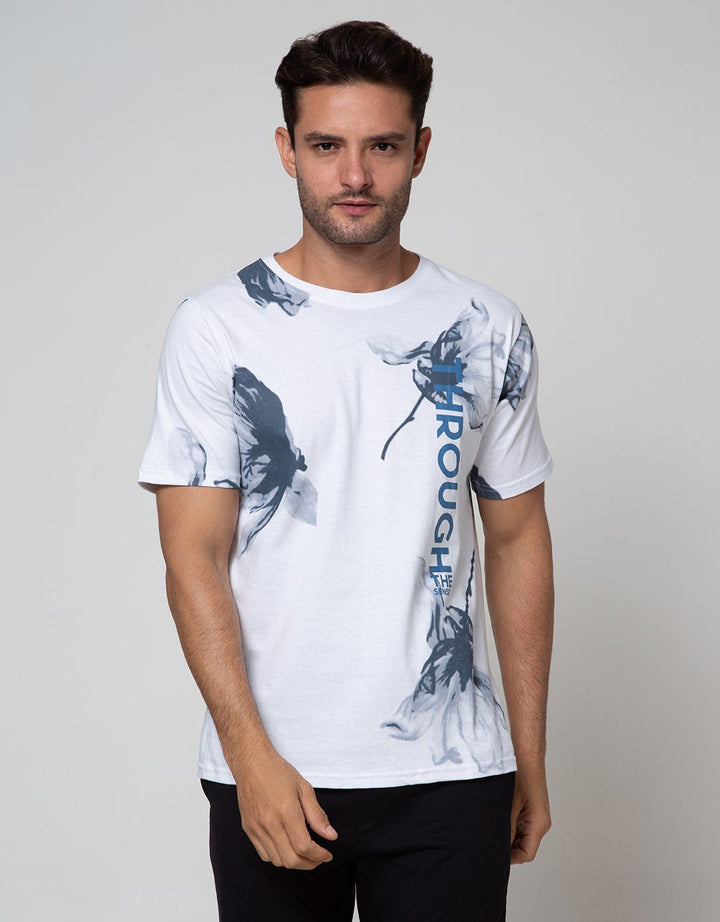 T Zone Short Sleeve T-Shirt Short Sleeve Print Aop Romance Flower Through