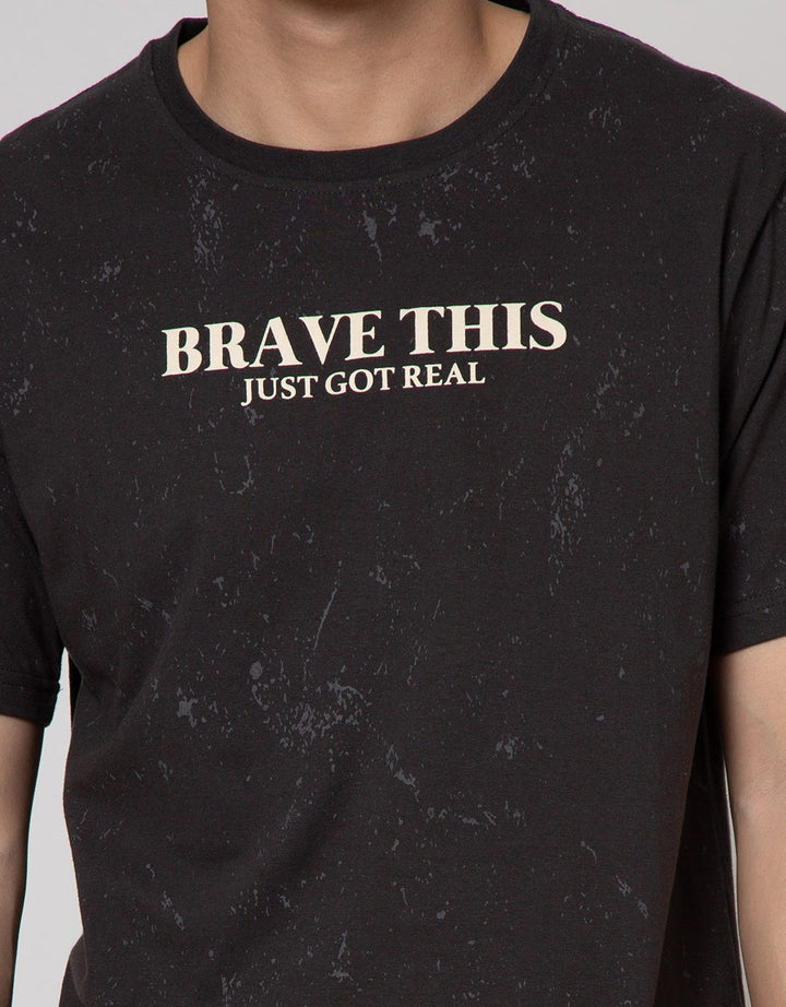 T Zone Short Sleeve T-Shirt Fullprint Statement Brave