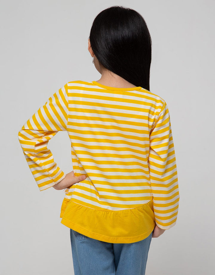 Little M Long Sleeve T-Shirt Stripe Ruffle Bunny