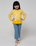 Little M Long Sleeve T-Shirt Stripe Ruffle Bunny