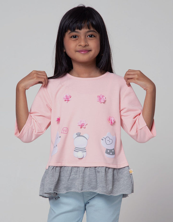 Little M Long Sleeve T-Shirt Ruffle Bear Love