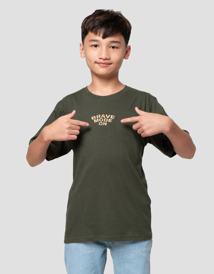 Nevada Cool Wording Brave Mode On Kaos Anak Laki-laki