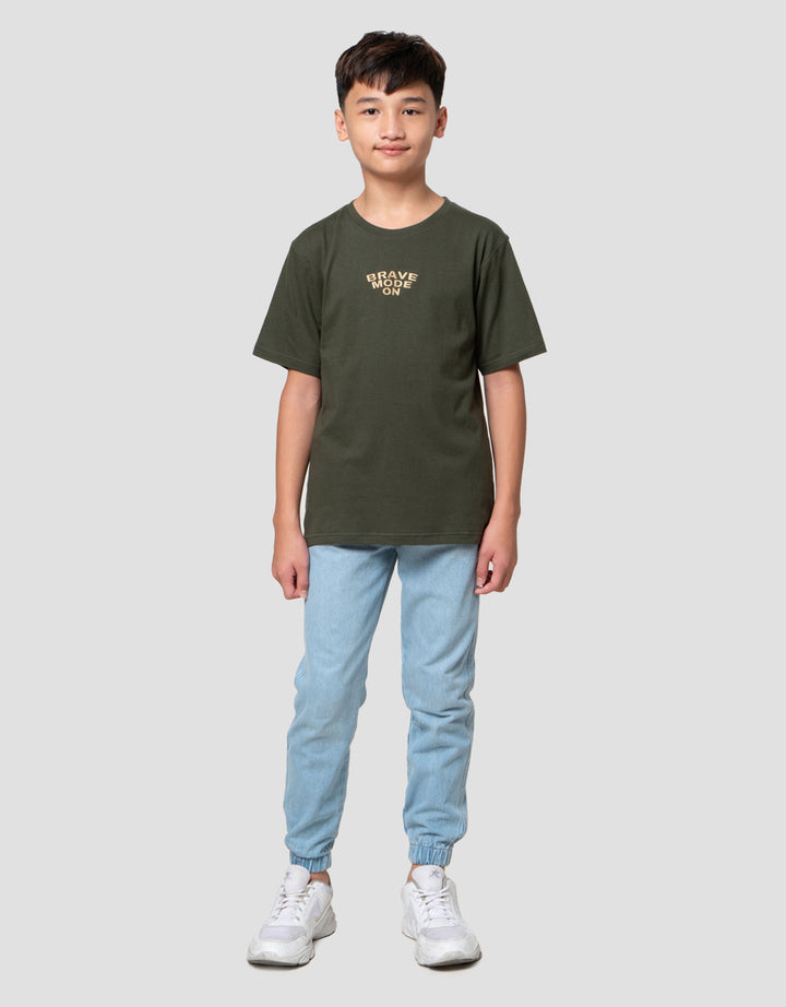 Nevada Cool Wording Brave Mode On Kaos Anak Laki-laki