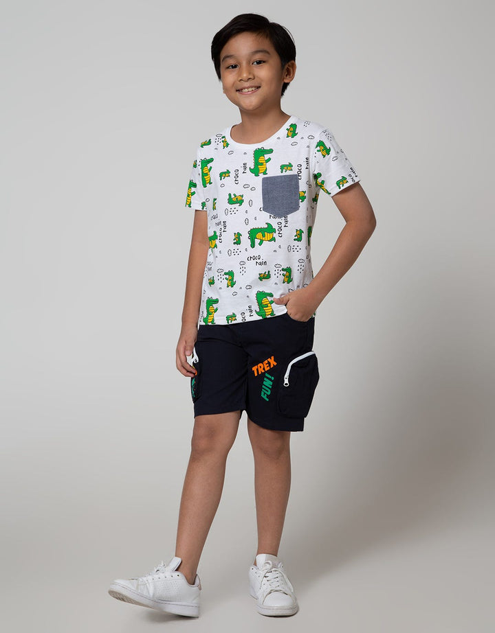 Little M Short Pants Woven Karet Sablon Plus Zipper