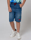 Little M Denim Shorts Karet Bordir Car
