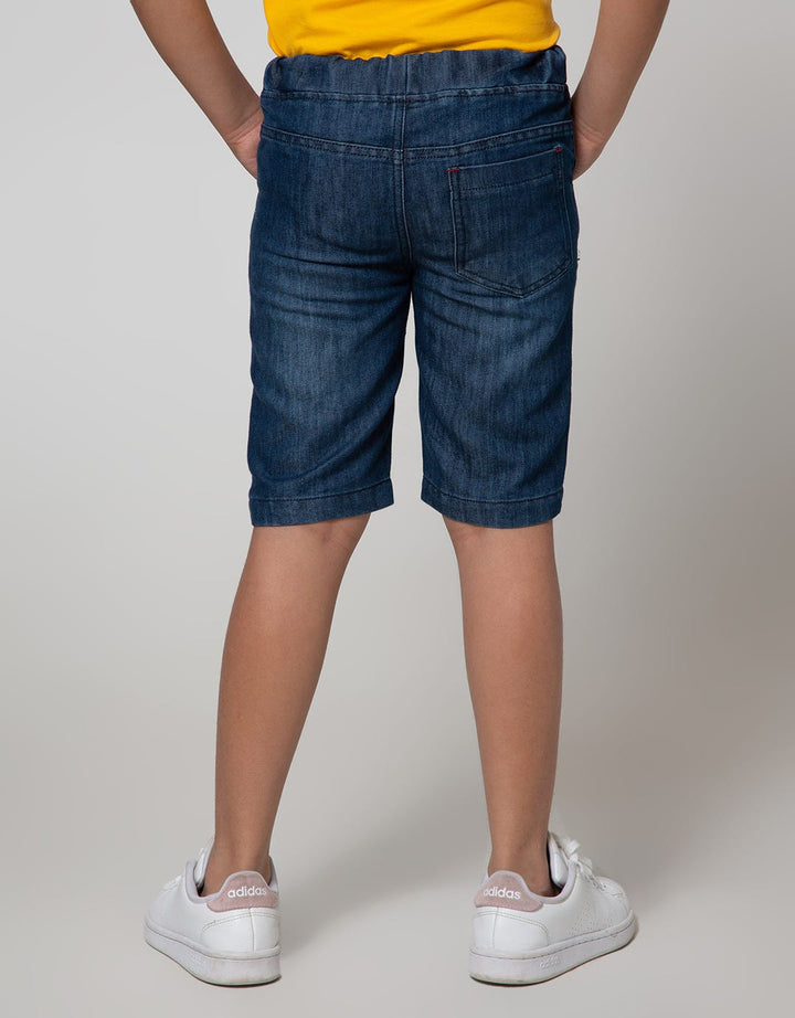 Little M Denim Shorts Dino Embroidery Rubber