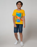 Little M Denim Shorts Dino Embroidery Rubber