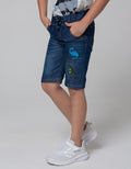 Little M Denim Short Pants Cut N Sewn Dino