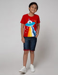 Little M Denim Shorts Rib Kombinasi Kaki