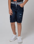 Little M Denim Short Pantsrib Non Fish Print