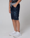 Little M Denim Short Pantsrib Non Fish Print