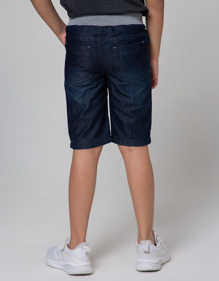 Little M Denim Short Pantsrib Non Fish Print