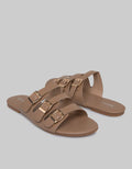 Nevada Slip On Women Triple Buckle Strap