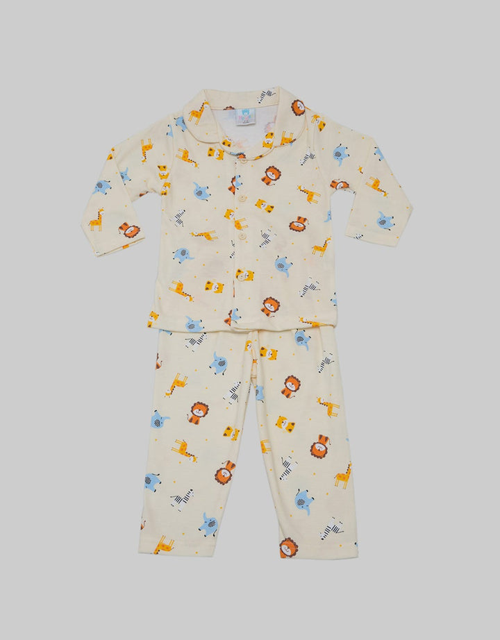 Pipiniko Top - Bottom Set Boys Full Print Lion N Friend