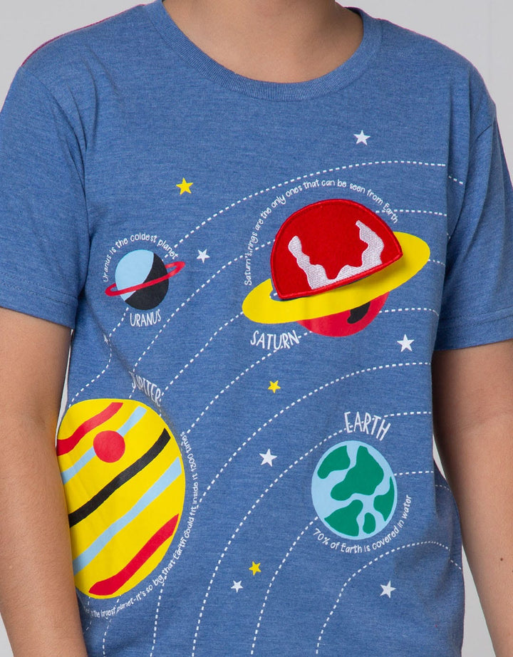 Little M Short Sleeve T-Shirt Space Aplikasi Flip