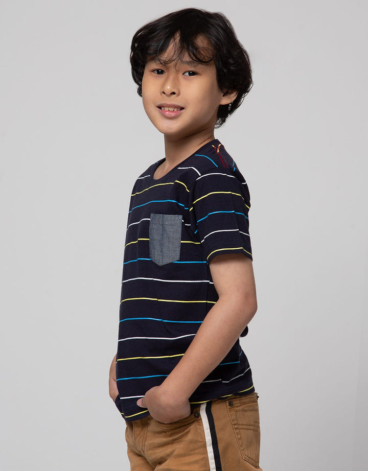 Little M Stripe Pocket Boys T-Shirt
