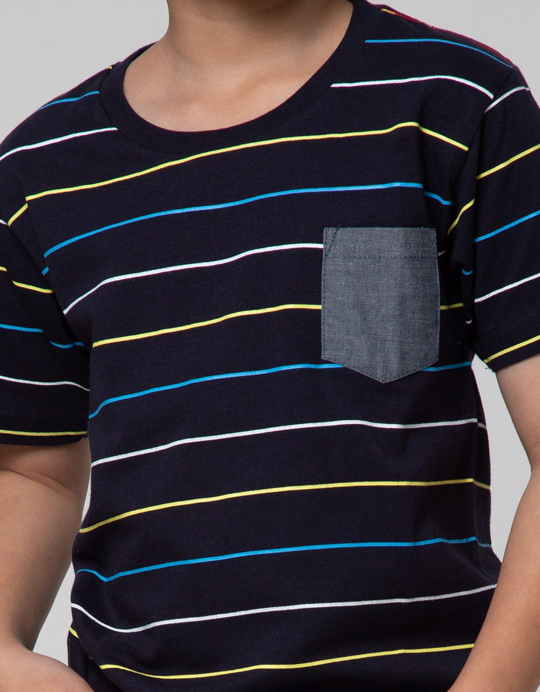 Little M Stripe Pocket Boys T-Shirt