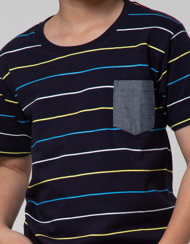 Little M Stripe Pocket Boys T-Shirt