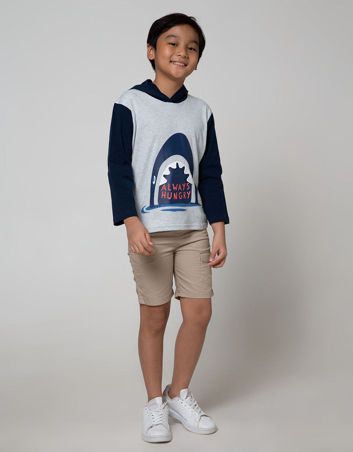 Little M Long Sleeve T-Shirt Shark Hoody Application 