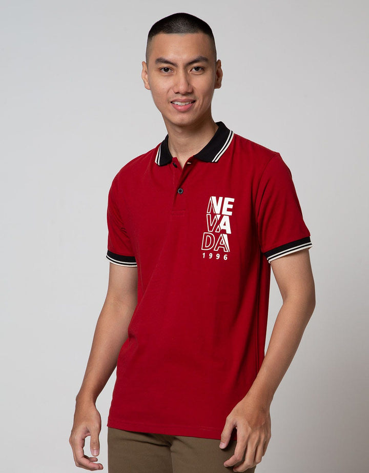 Nevada Short Sleeve Polo Shirt Jersey Print Logo 1996