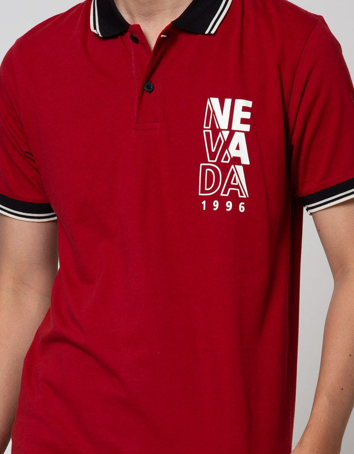Nevada Short Sleeve Polo Shirt Jersey Print Logo 1996