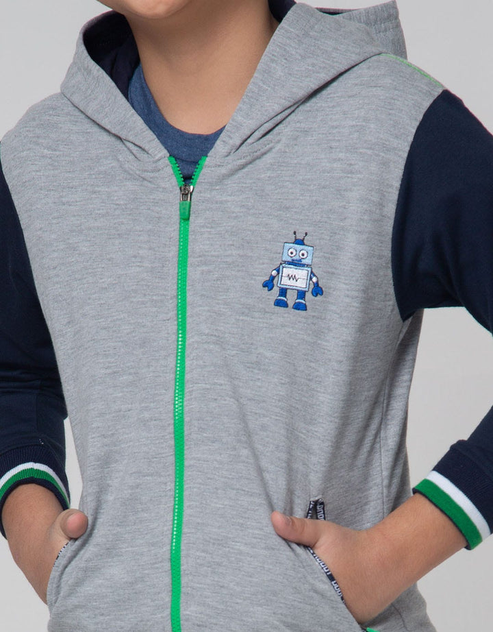Little M Jacket Knit Terry Robot Hoodie