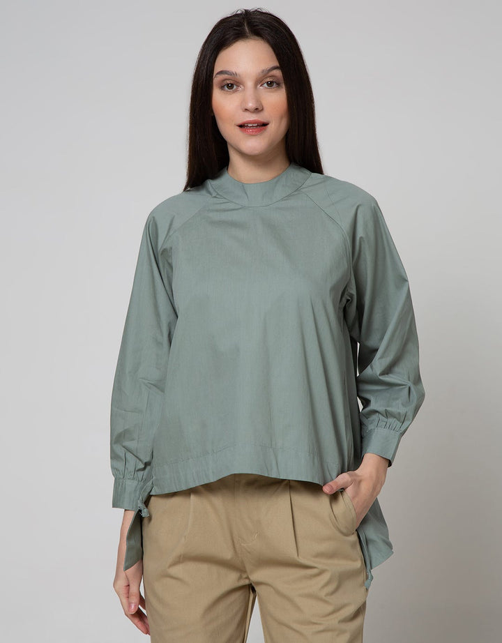 Details Long Sleeve Blouse Turt Ikat