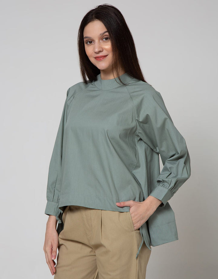 Details Long Sleeve Blouse Turt Ikat