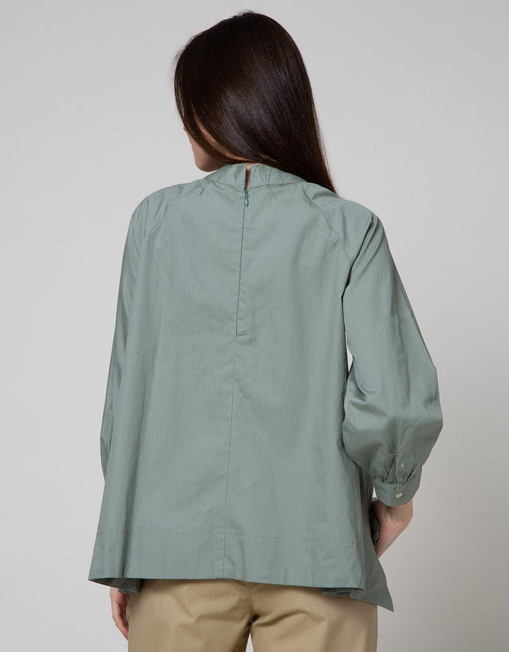 Details Long Sleeve Blouse Turt Ikat