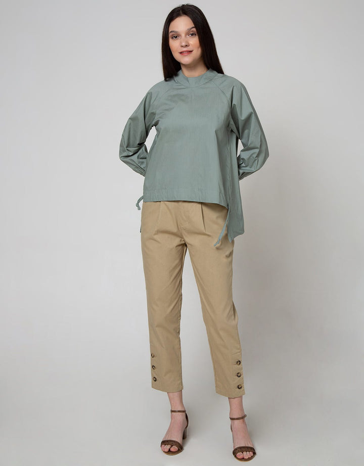 Details Long Sleeve Blouse Turt Ikat