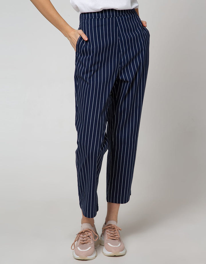 Details Long Pants Basic Striped With String At Waist