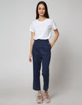 Details Long Pants Basic Striped With String At Waist