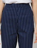 Details Long Pants Basic Striped With String At Waist