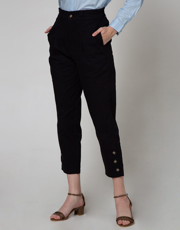 Details Long Pants Semi Tapered Button Opening And Bottom
