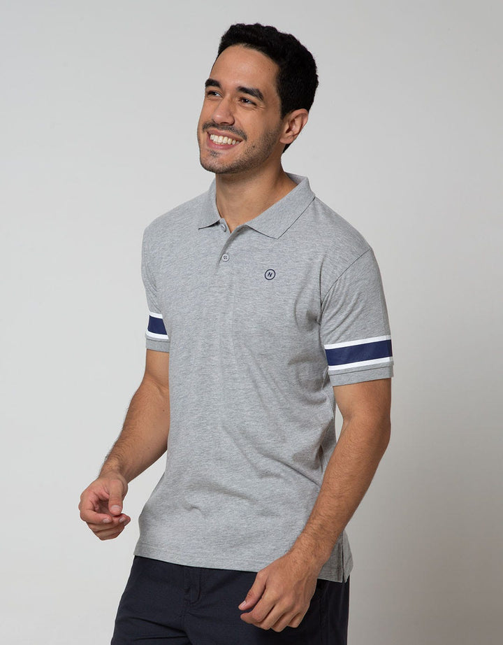 Nevada Short Sleeve Polo Shirt Print Stripe Sleeve