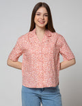 Details Short Sleeve Shirt With Aop Flower