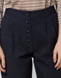 Details Long Pants High Rise With Buttons