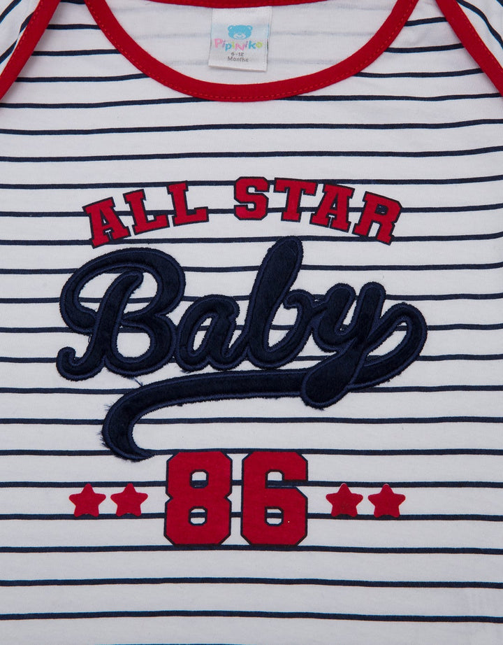 Pipiniko Short Sleeve T-Shirt Newborn Stripe Sport