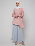Annisa Long Sleeve Blouse Irregular Hem Long Top
